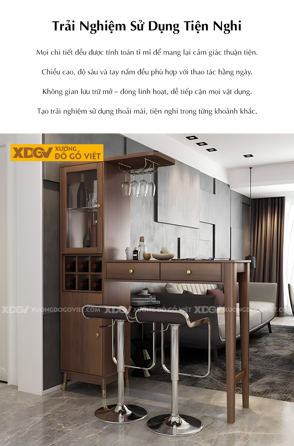 Mẫu Tủ Rượu Gỗ MDF Thiết Kế Bàn Bar Mini Phong Cách Châu Âu