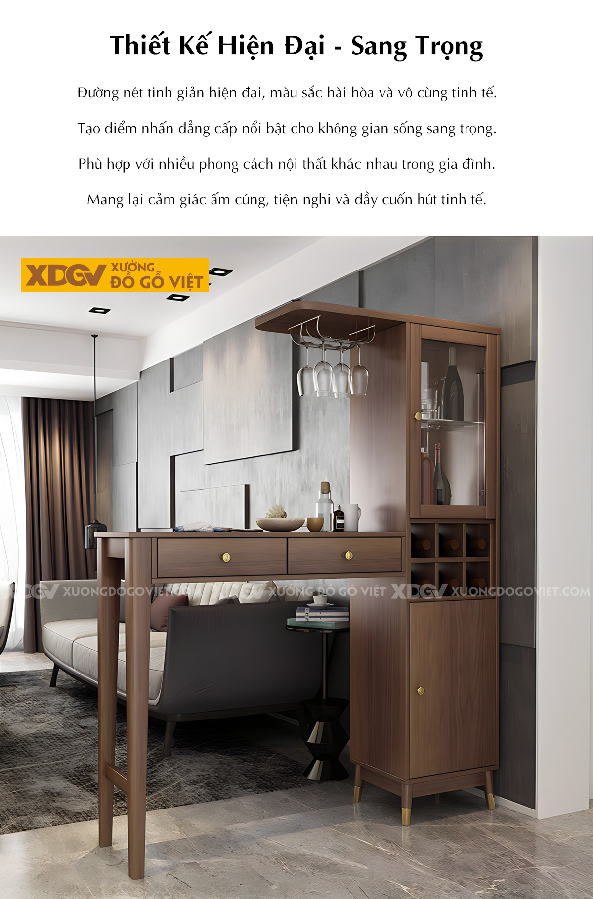 Mẫu Tủ Rượu Gỗ MDF Thiết Kế Bàn Bar Mini Phong Cách Châu Âu