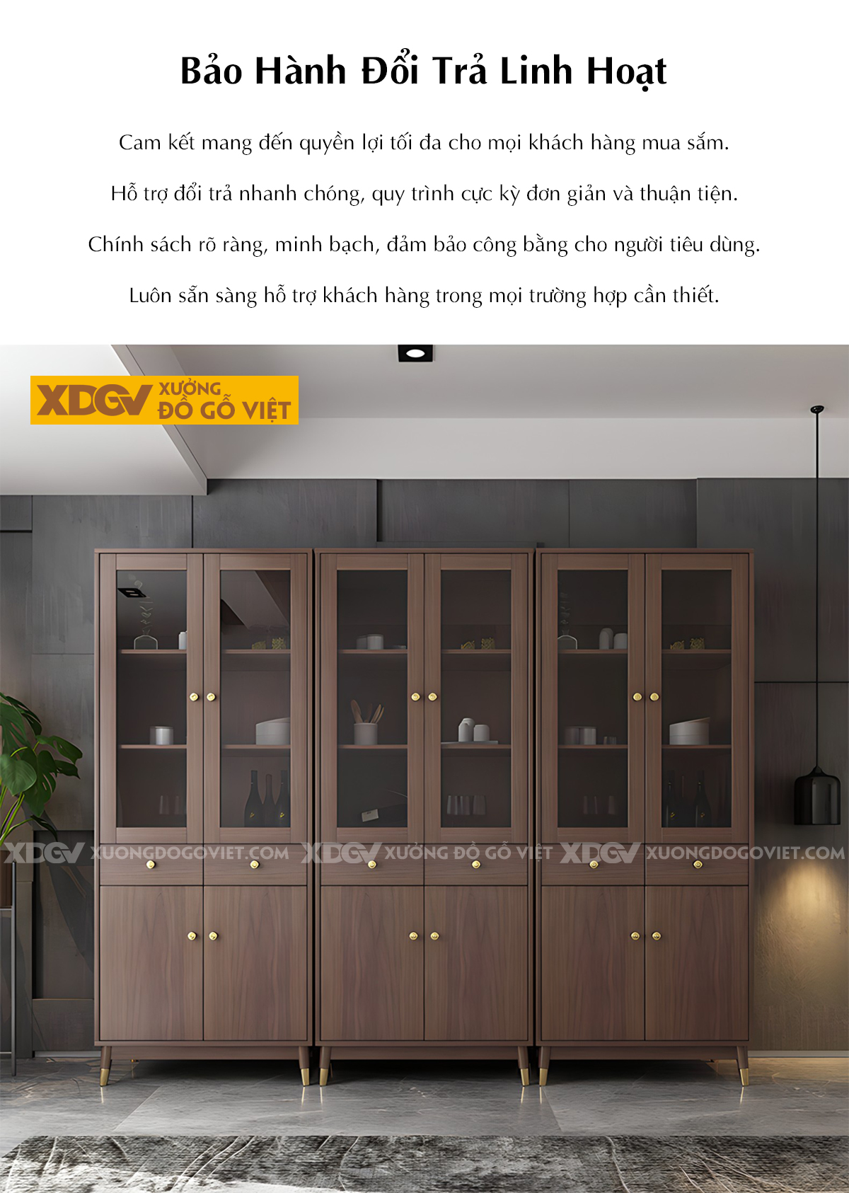 Mẫu Tủ Rượu MDF Phòng Khách Hiện Đại Đa Tầng Kèm Tủ Ngăn Kéo