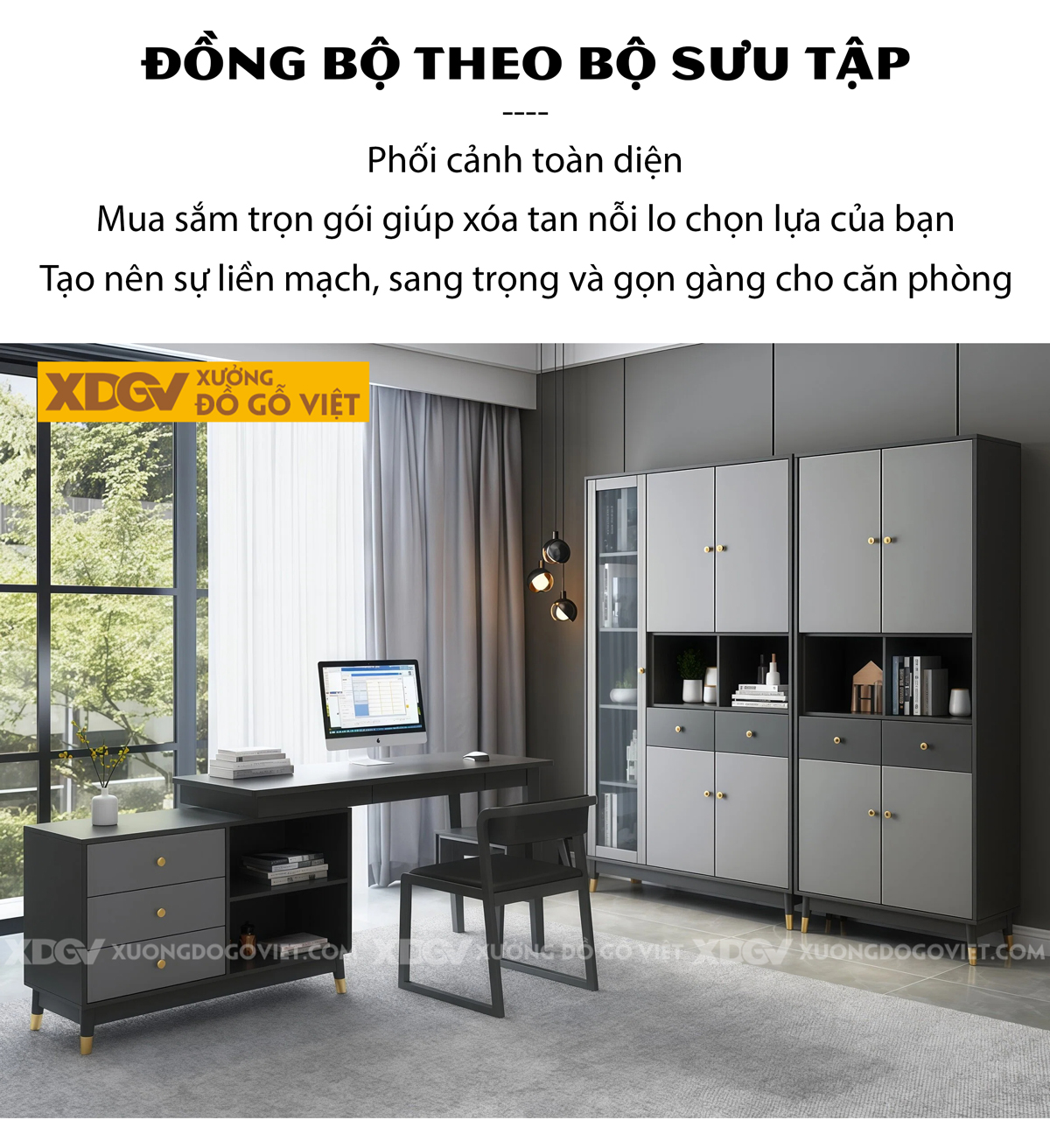 Mẫu Tủ Sách Hiện Đại MDF Thiết Kế Kệ Ẩn Đóng Mở Thông Minh