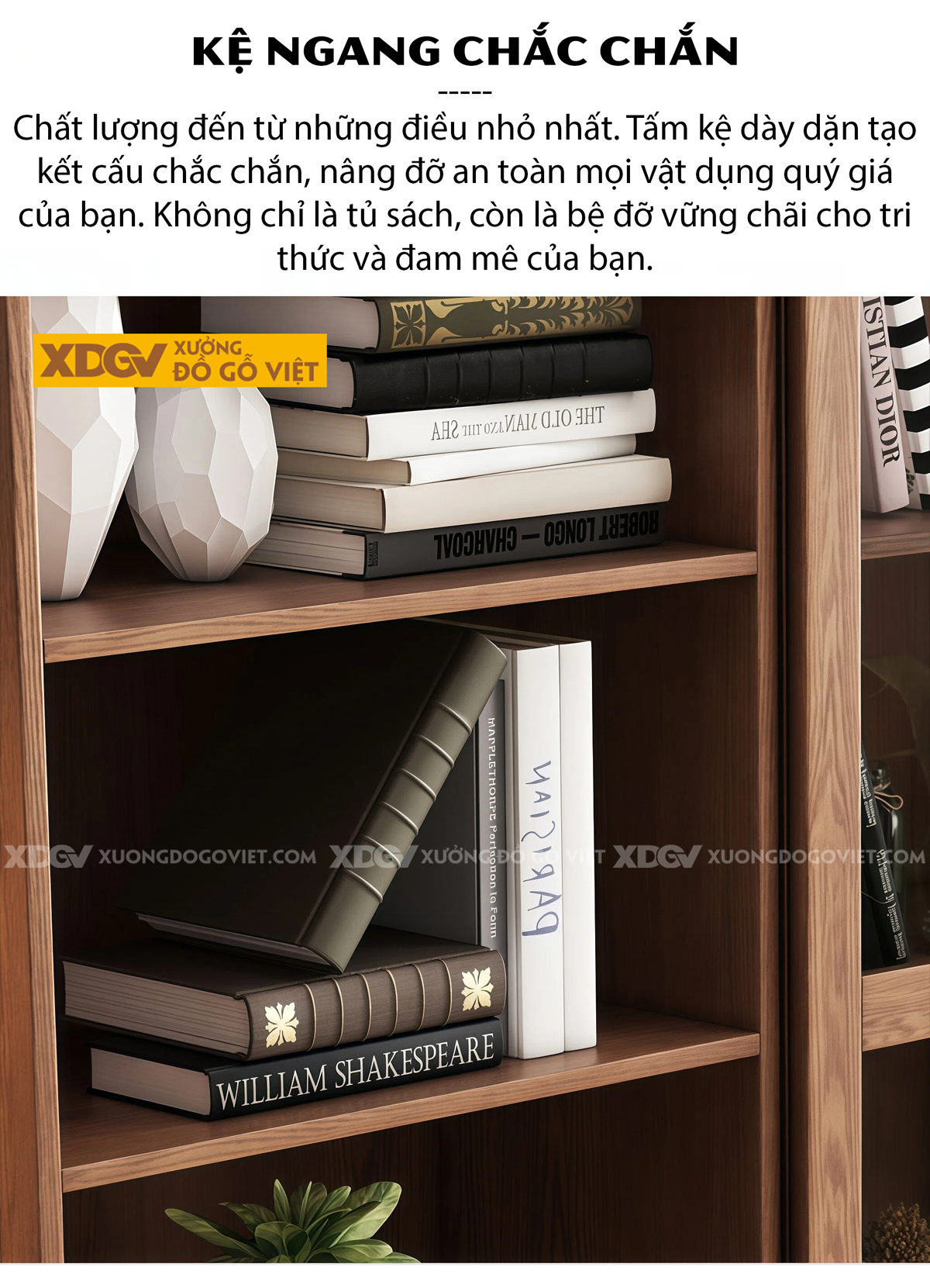 Mẫu Tủ Sách Văn Phòng Gỗ Veneer Sồi Phối Cánh Kính Kèm Kệ Mở