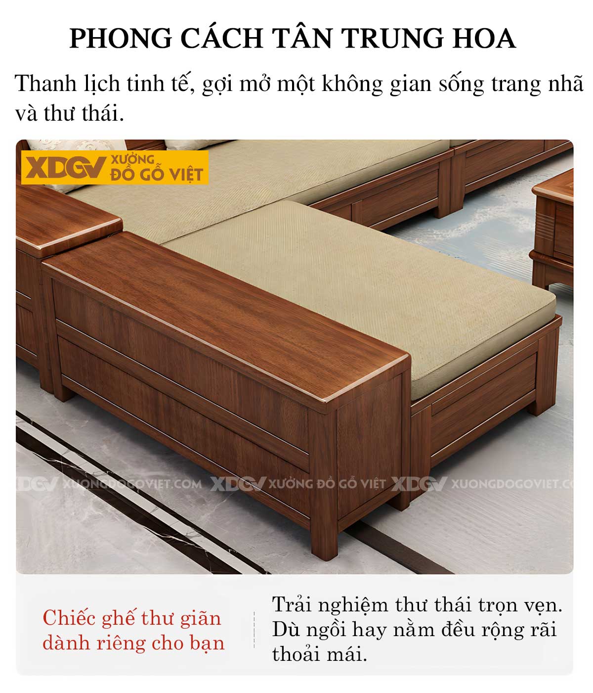 Sofa Gỗ Gõ Đỏ Tự Nhiên Dạng Hộp Chạm Khắc Họa Tiết Bông Hoa