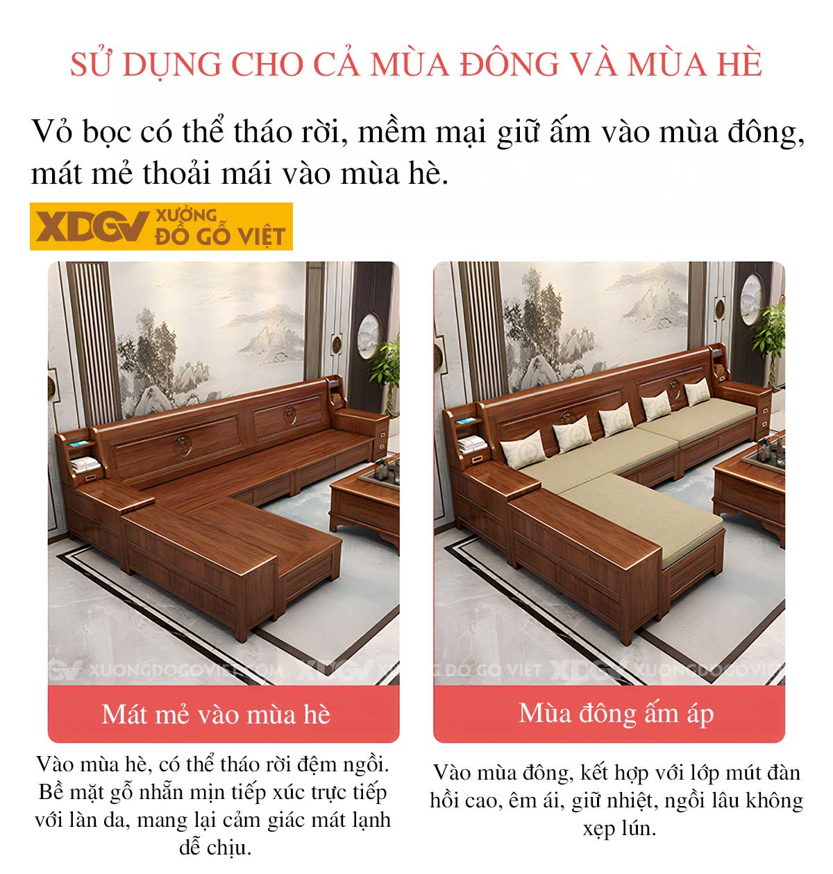 Sofa Gỗ Gõ Đỏ Tự Nhiên Dạng Hộp Chạm Khắc Họa Tiết Bông Hoa