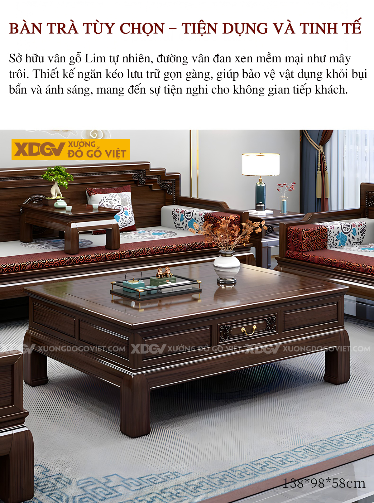 Sofa Gỗ Lim Trung Hoa Họa Tiết Khắc Phượng Hoàng Và Mẫu Đơn