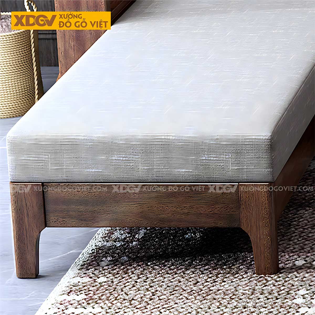 Sofa Gỗ Óc Chó Hiện Đại Á Đông Góc Cạnh Bo Tròn Mềm Mại