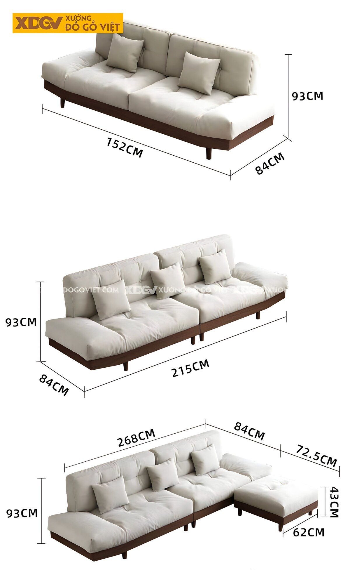 Sofa Gỗ Óc Chó Hiện Đại Tối Giản