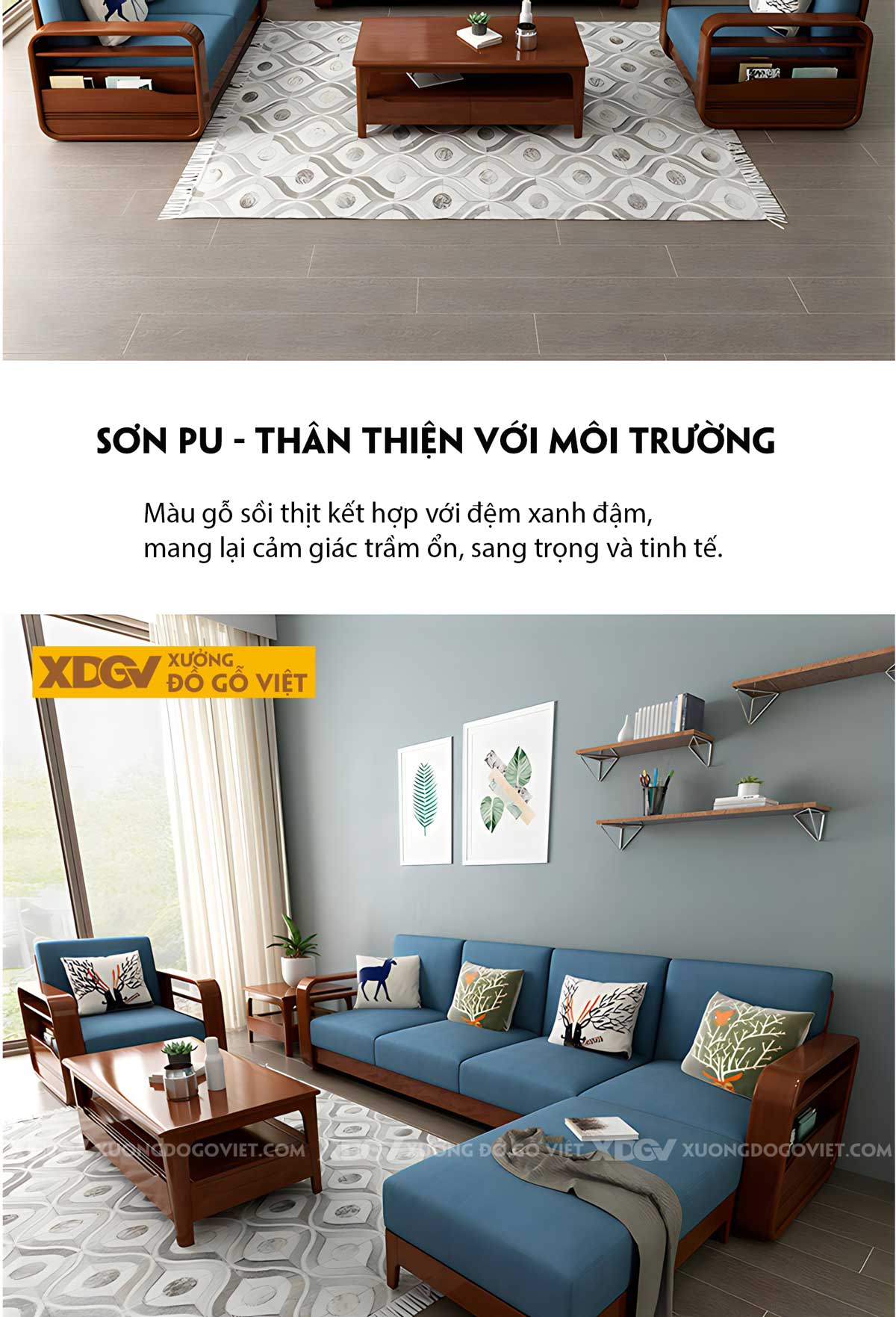 Sofa Gỗ Sồi Tự Nhiên Hiện Đại Tối Giản Cho Căn Hộ Chung Cư