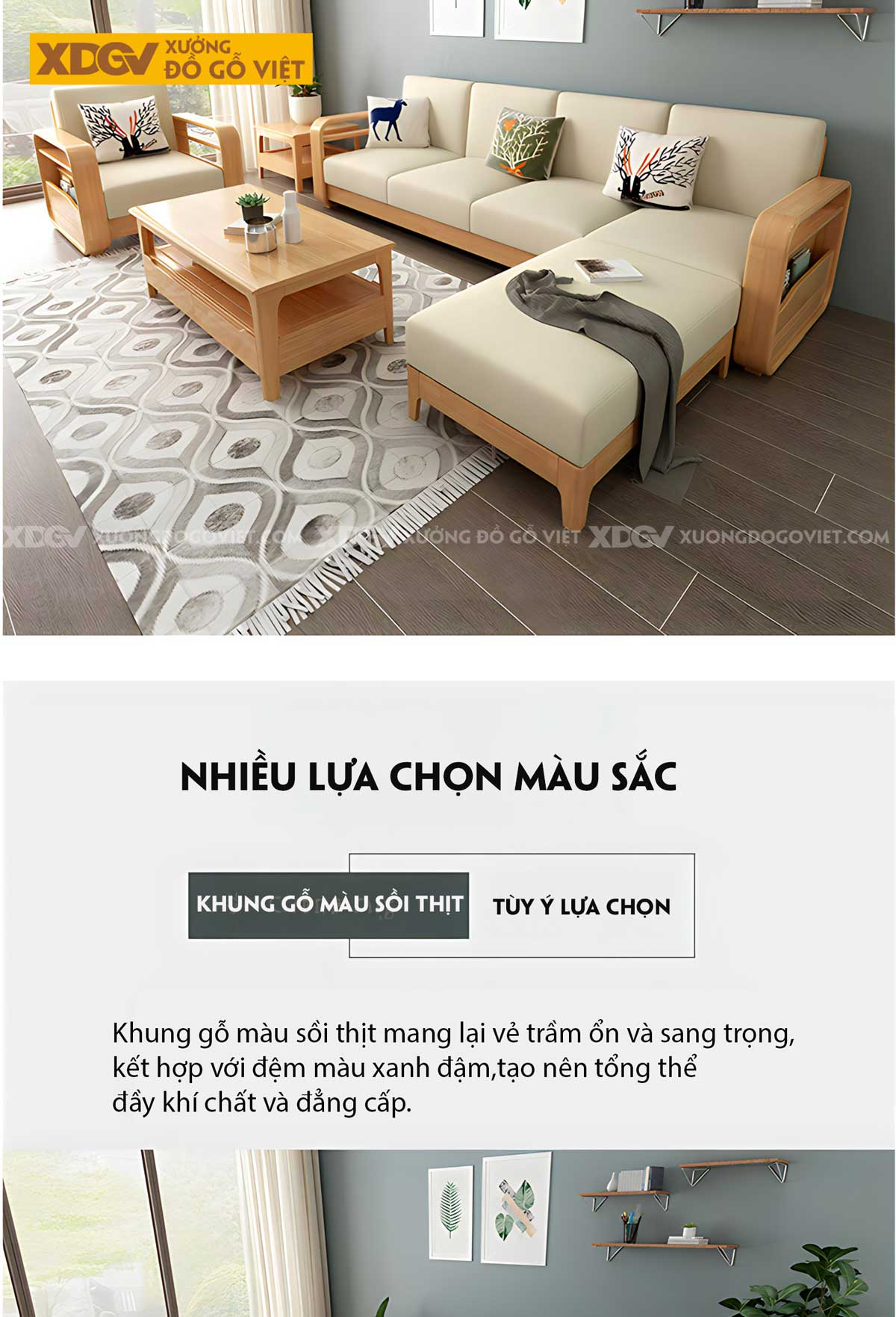 Sofa Gỗ Sồi Tự Nhiên Hiện Đại Tối Giản Cho Căn Hộ Chung Cư
