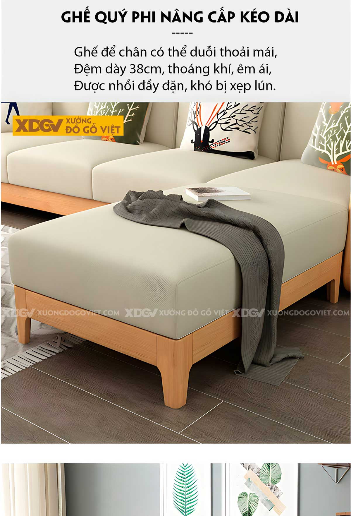 Sofa Gỗ Sồi Tự Nhiên Hiện Đại Tối Giản Cho Căn Hộ Chung Cư