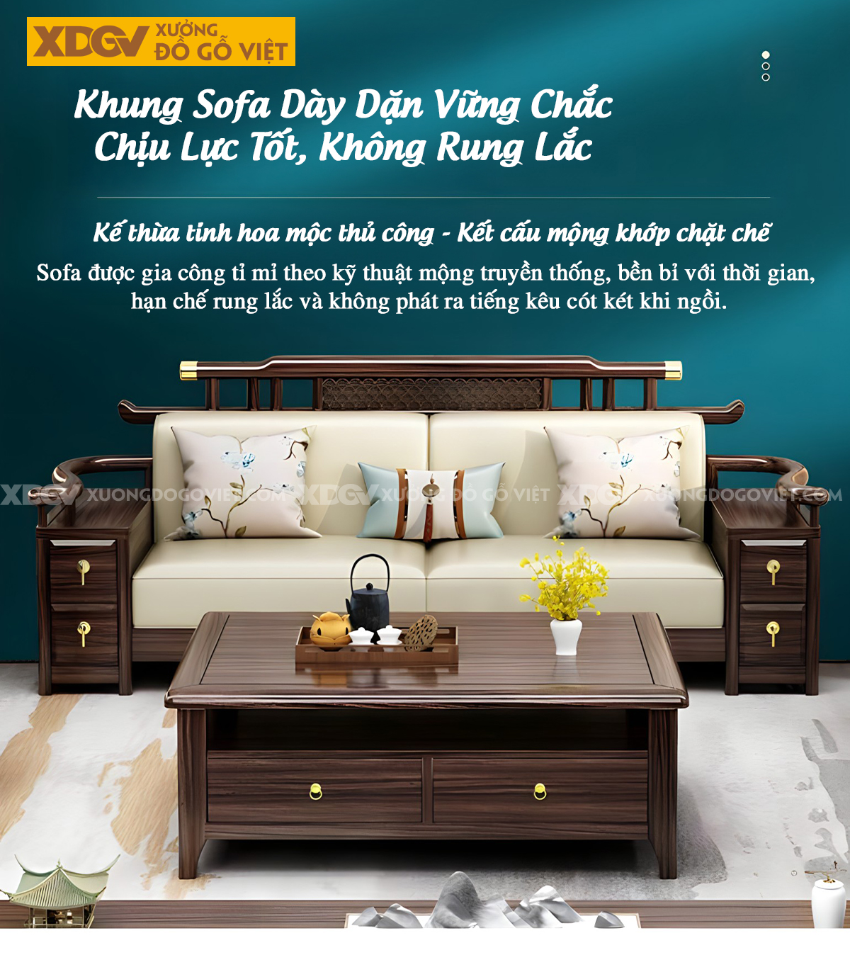 Sofa Lim Á Đông Đương Đại Tay Uốn Cong Tích Hợp Ngăn Kéo
