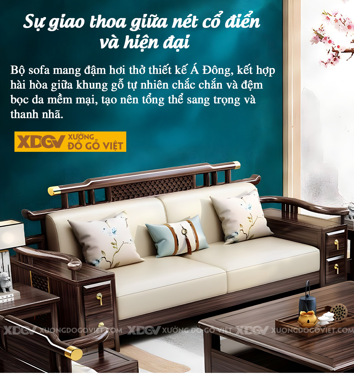 Sofa Lim Á Đông Đương Đại Tay Uốn Cong Tích Hợp Ngăn Kéo