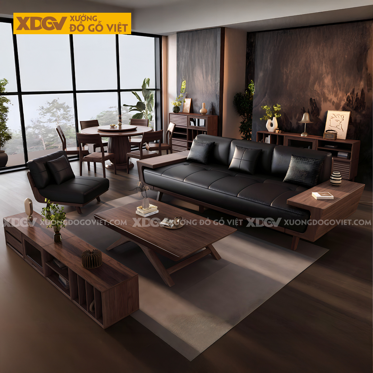 Sofa Óc Chó Hiện Đại Tối Giản Tay Vịn Liền Mạch Nệm Da Thật