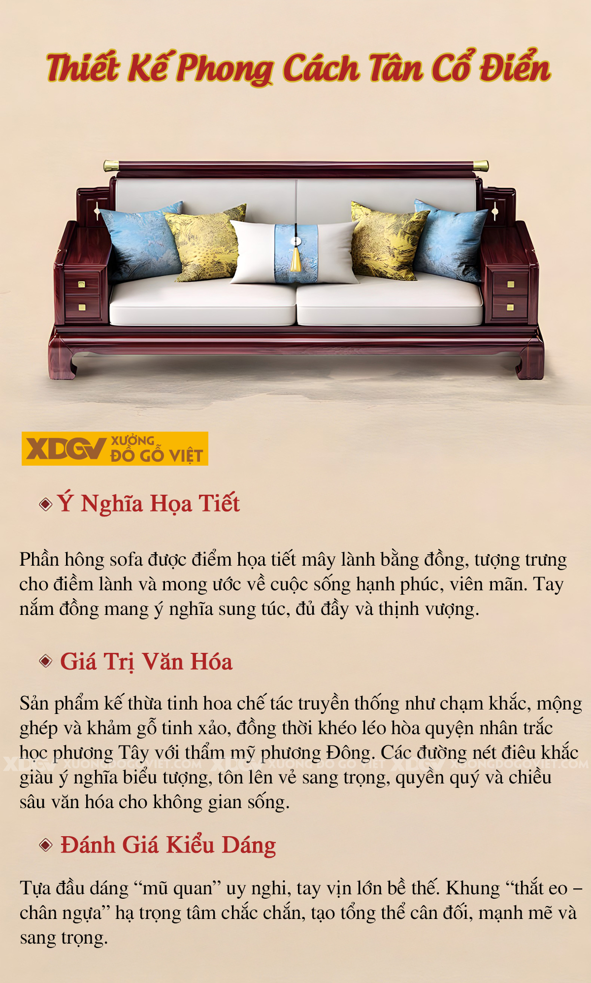 Sofa Phòng Khách Gỗ Lim Á Đông Chân Cao Dáng Quỳ Sang Trọng