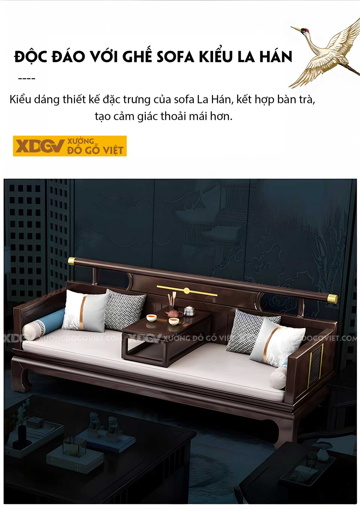 Sofa Phòng Khách Gỗ Sồi Tân Trung Hoa Sang Trọng Quyền Thế