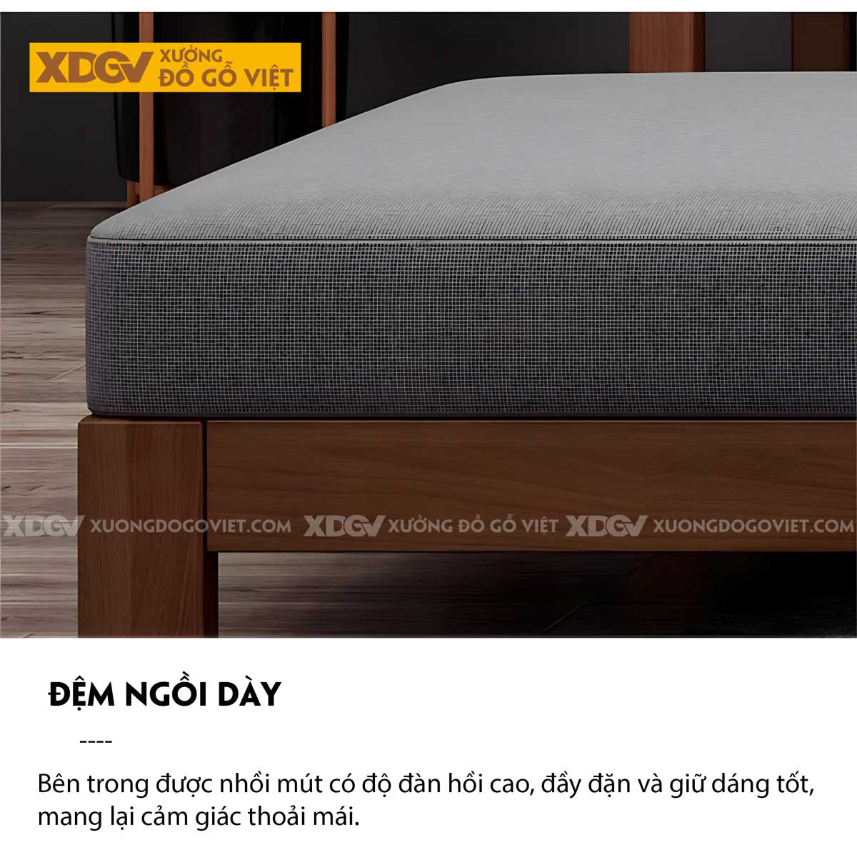 Sofa Phòng Khách Gỗ Sồi Thịt Tựa Thanh Nan Bọc Nệm Cao Cấp