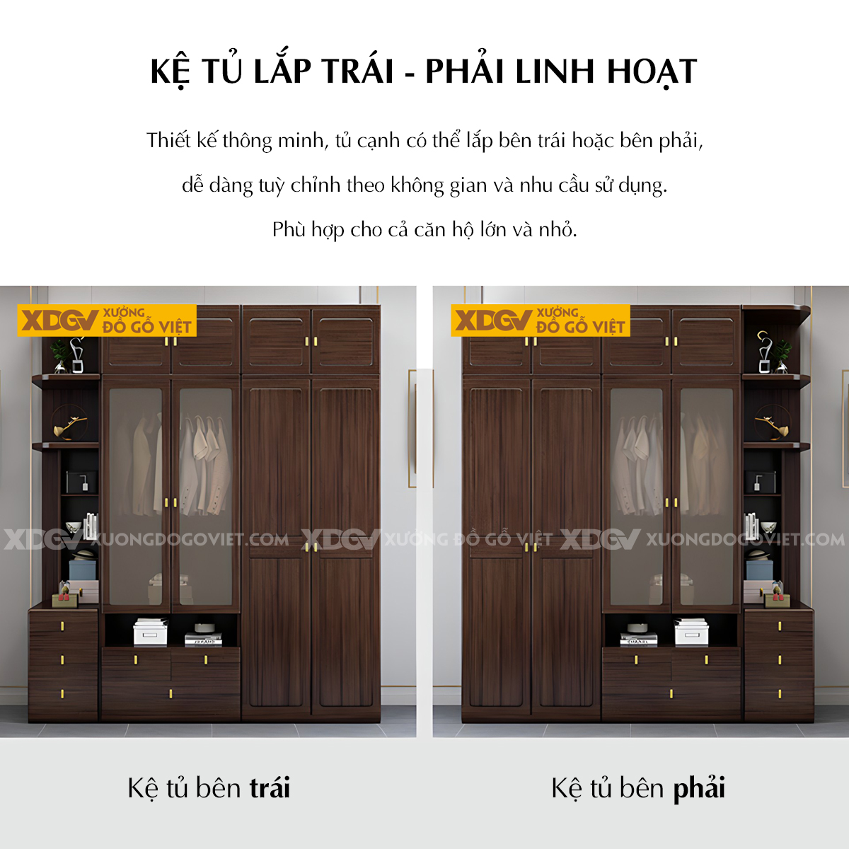 Tủ Áo 4 Cánh Gỗ Lim Khung Pano Bo Góc Tay Nắm Kim Loại Vàng