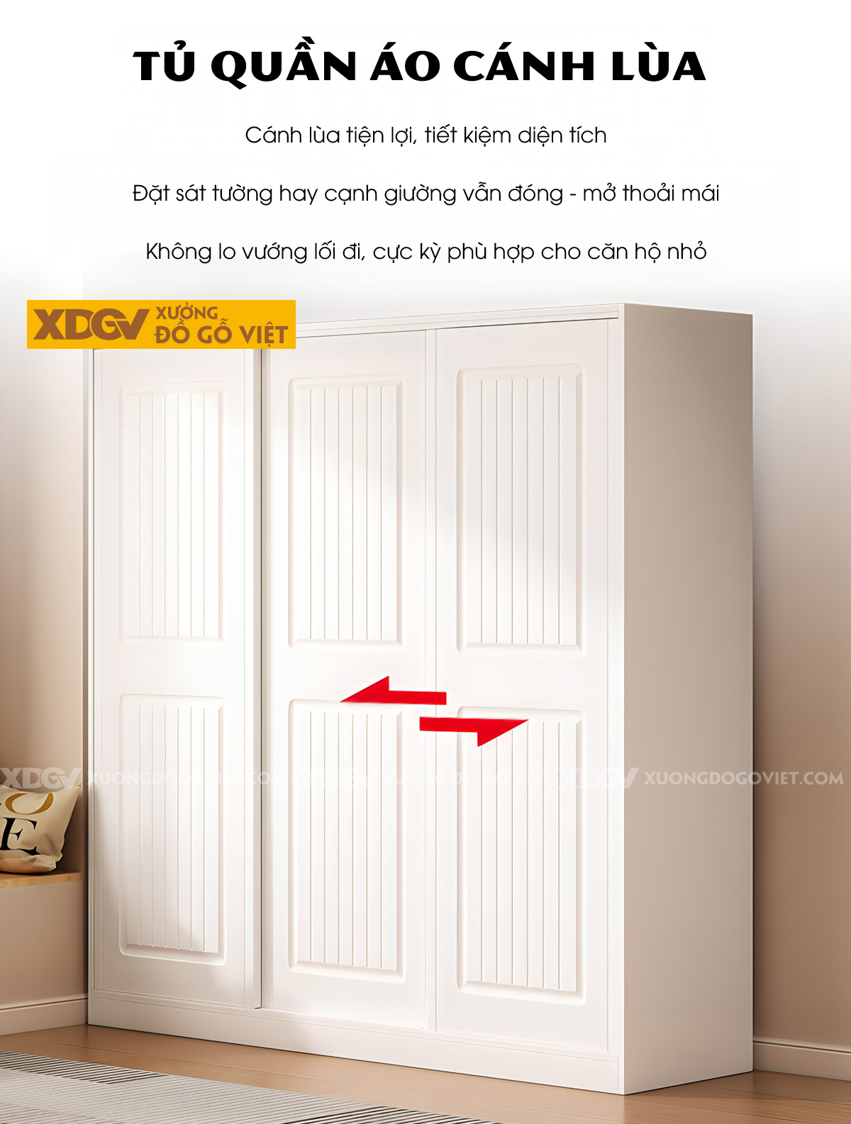 Tủ Áo Cao Su Trắng Cửa Lùa Kết Hợp Bàn Trang Điểm Tiện Lợi