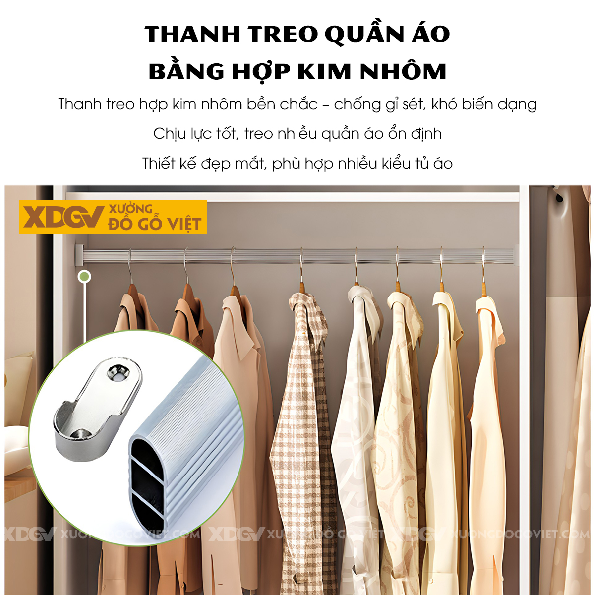 Tủ Áo Cao Su Trắng Cửa Lùa Kết Hợp Bàn Trang Điểm Tiện Lợi