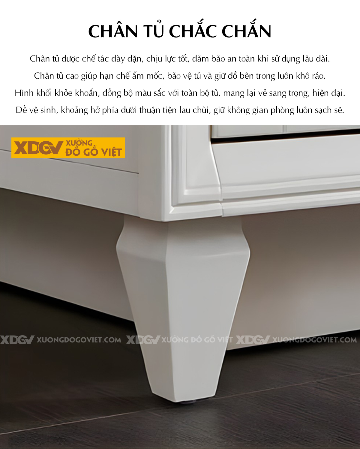 Tủ Áo Gỗ Cao Su Tân Cổ Điển Cánh Pano Tay Kim Loại Chân Côn