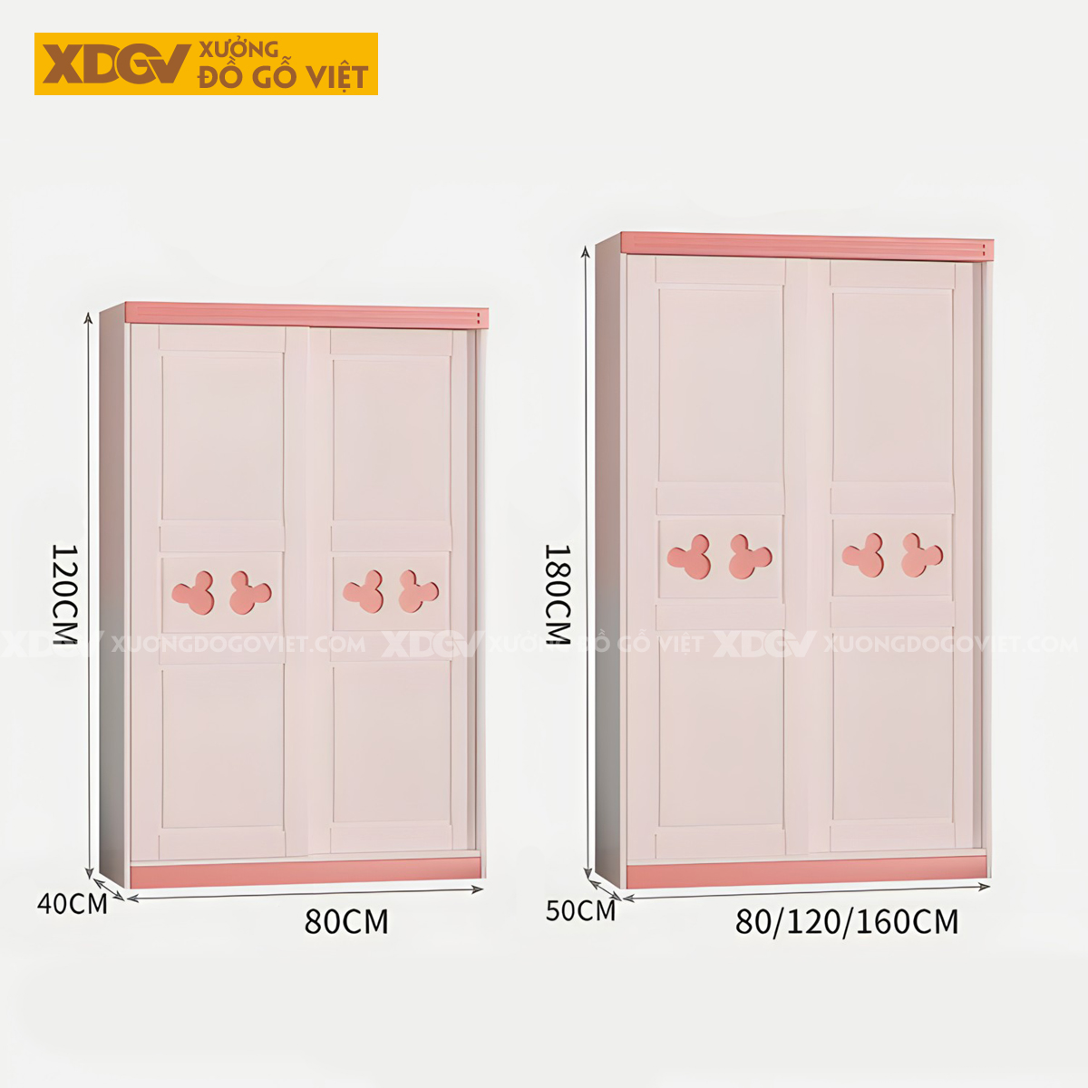 Tủ Áo Gỗ Cao Su Trẻ Em Họa Tiết Cỏ Ba Lá Dễ Thương