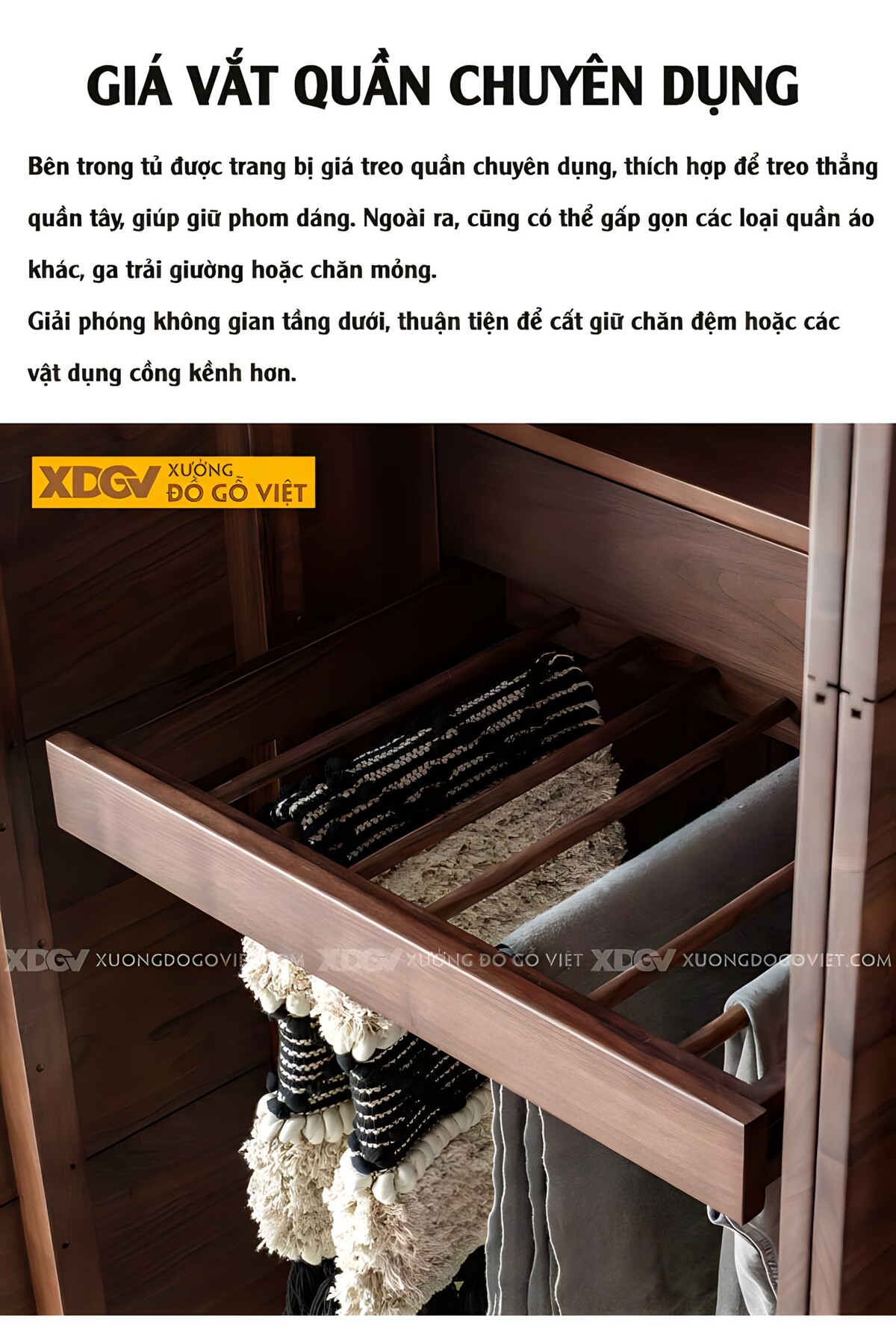 Tủ Áo Gỗ Óc Chó Hiện Đại Thiết Kế Cánh Dạng Lưới Liền Mạch