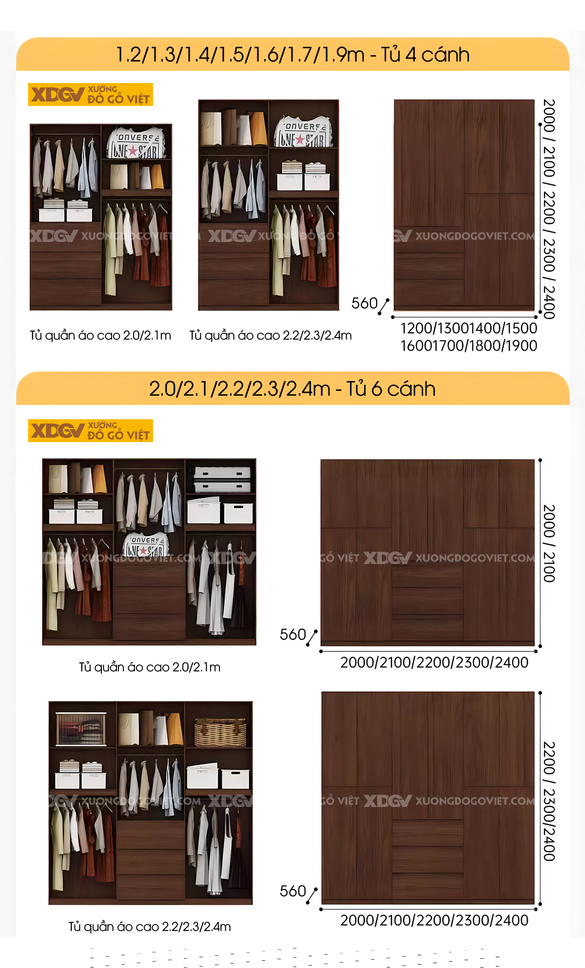 Tủ Áo Gỗ Veneer Sồi Hiện Đại Tối Giản Màu Óc Chó Sang Trọng