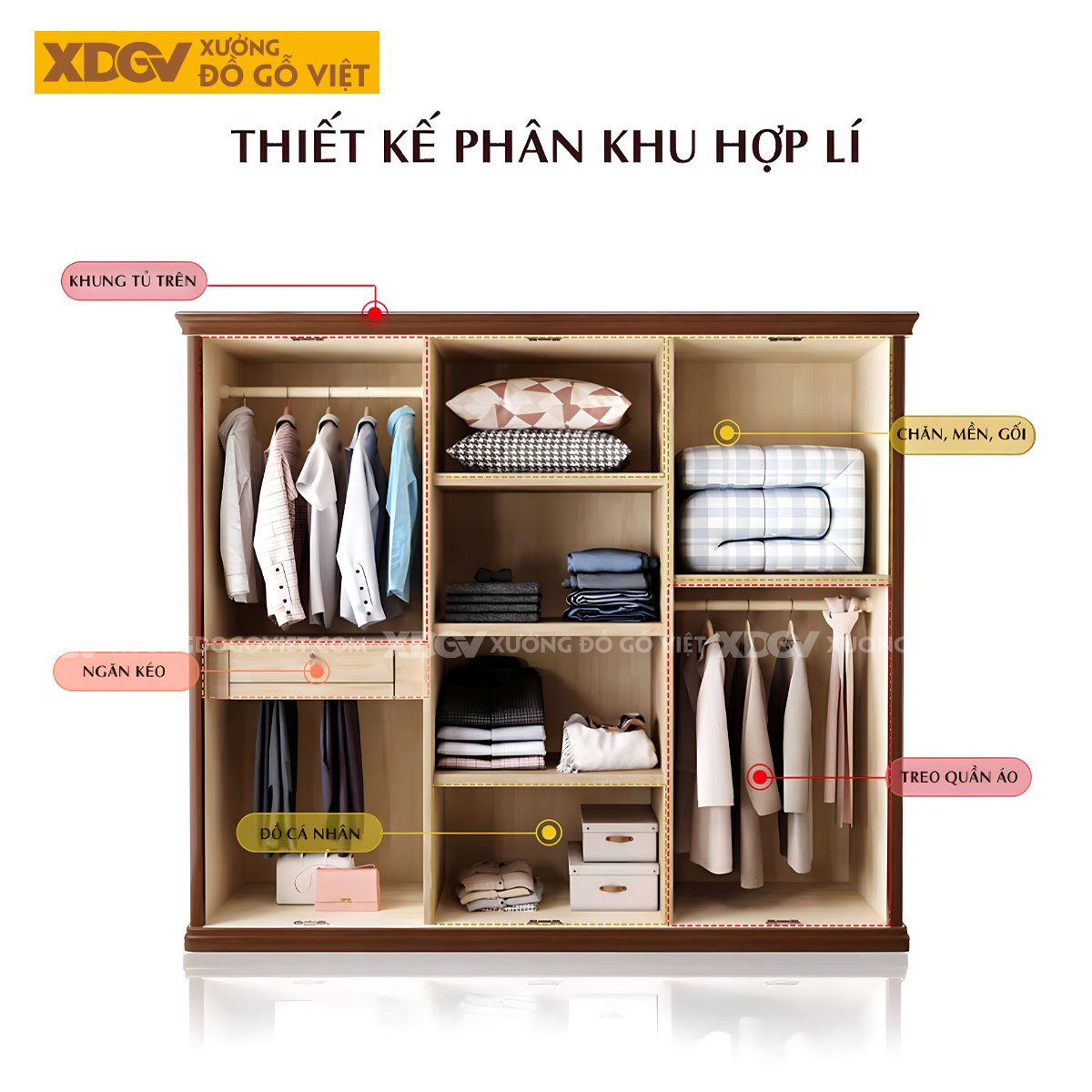 Tủ Áo Gỗ Xoan Đào Tân Cổ Điển Cánh Pano Viền Trên Bo Cong