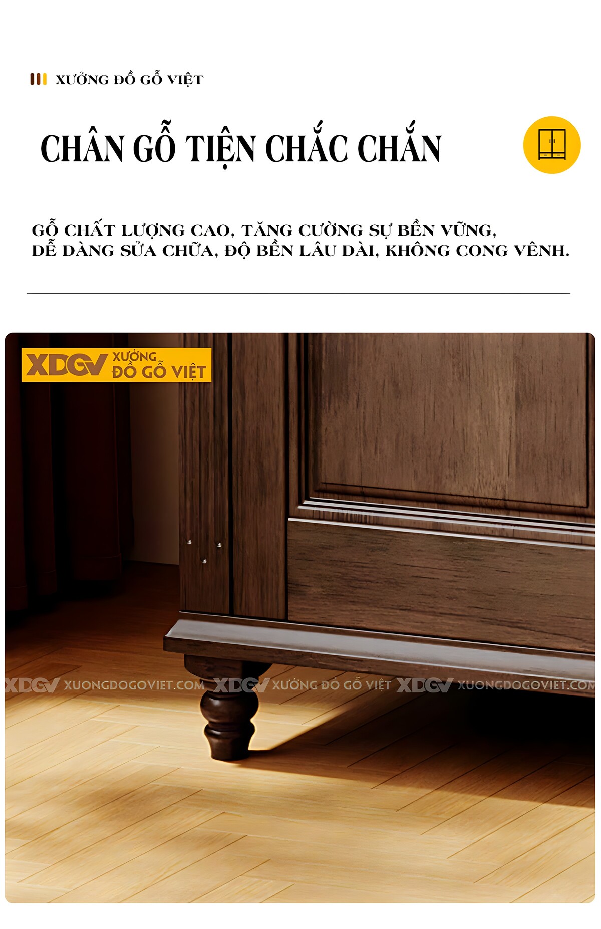 Tủ Áo Óc Chó Tân Cổ Điển Phào Chỉ Giật Cấp Chân Tiện Tròn