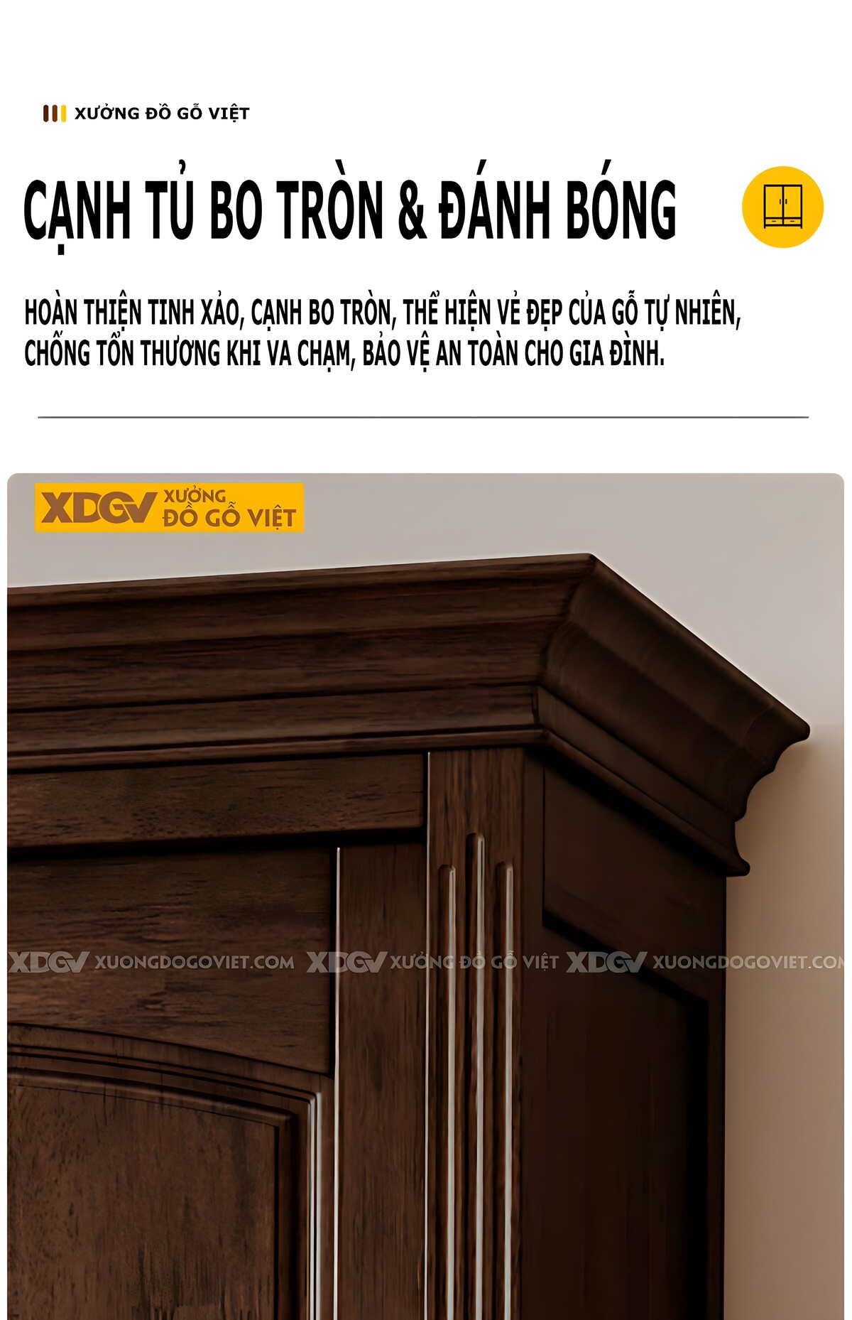 Tủ Áo Óc Chó Tân Cổ Điển Phào Chỉ Giật Cấp Chân Tiện Tròn