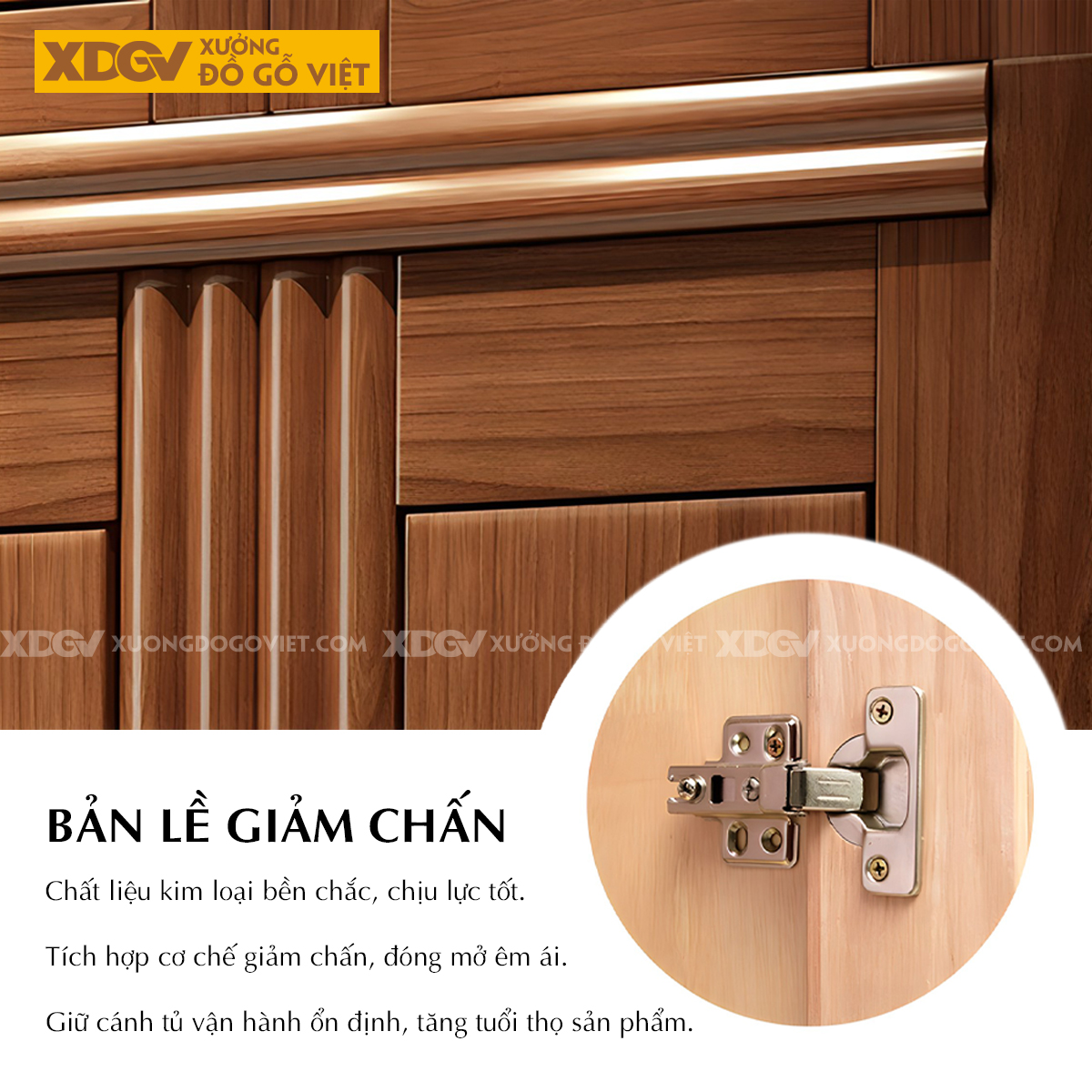 Tủ Áo Quần Gỗ Căm Xe Cánh Phào Chỉ Dọc Họa Tiết Tinh Xảo