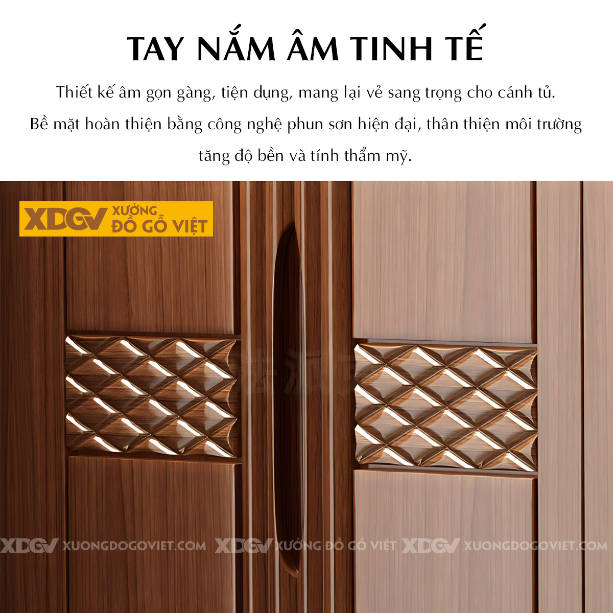 Tủ Áo Quần Gỗ Căm Xe Cánh Phào Chỉ Dọc Họa Tiết Tinh Xảo