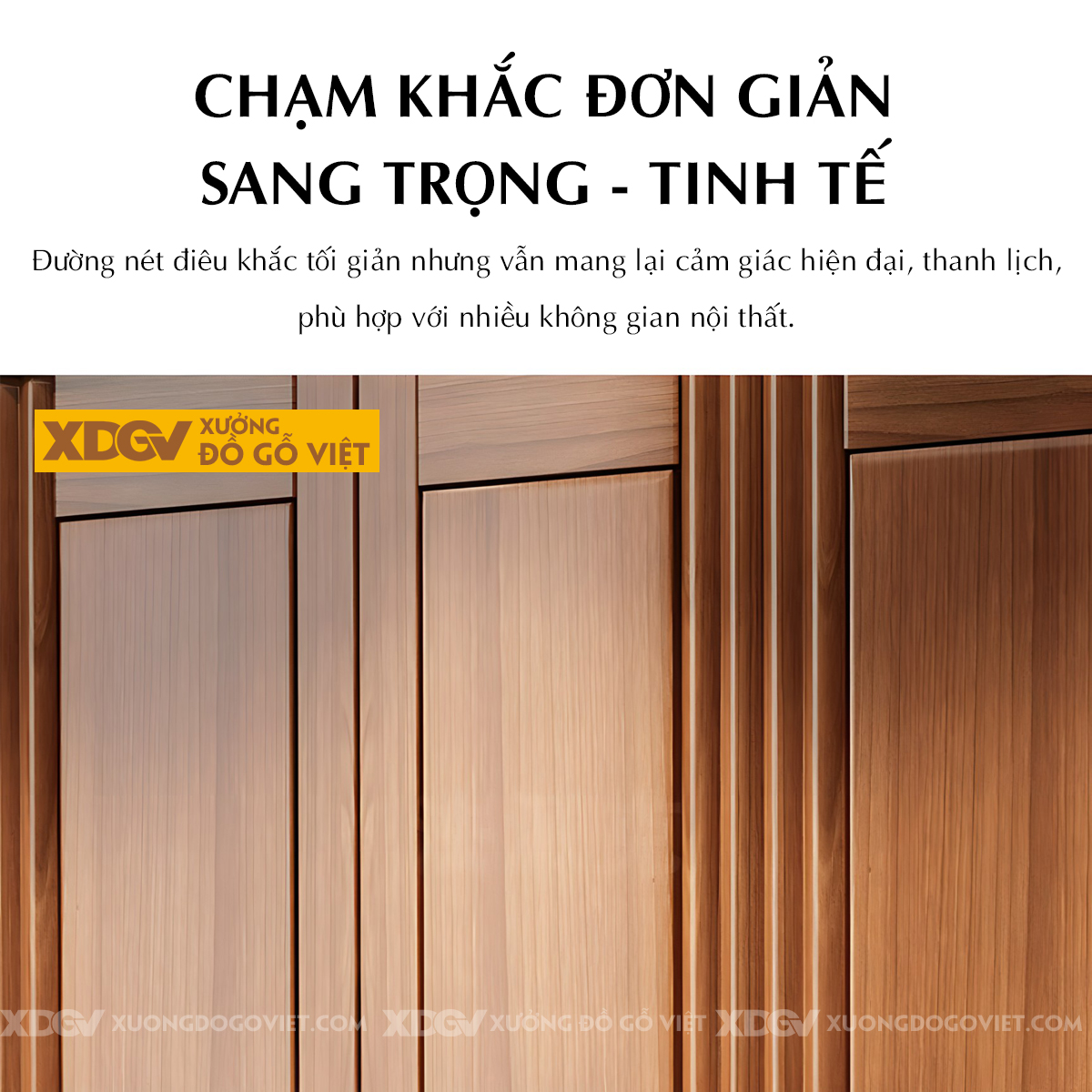 Tủ Áo Quần Gỗ Căm Xe Cánh Phào Chỉ Dọc Họa Tiết Tinh Xảo