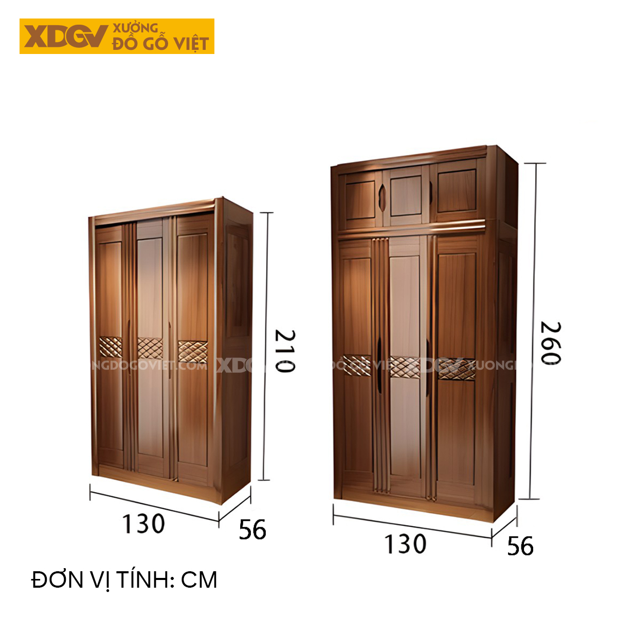 Tủ Áo Quần Gỗ Căm Xe Cánh Phào Chỉ Dọc Họa Tiết Tinh Xảo