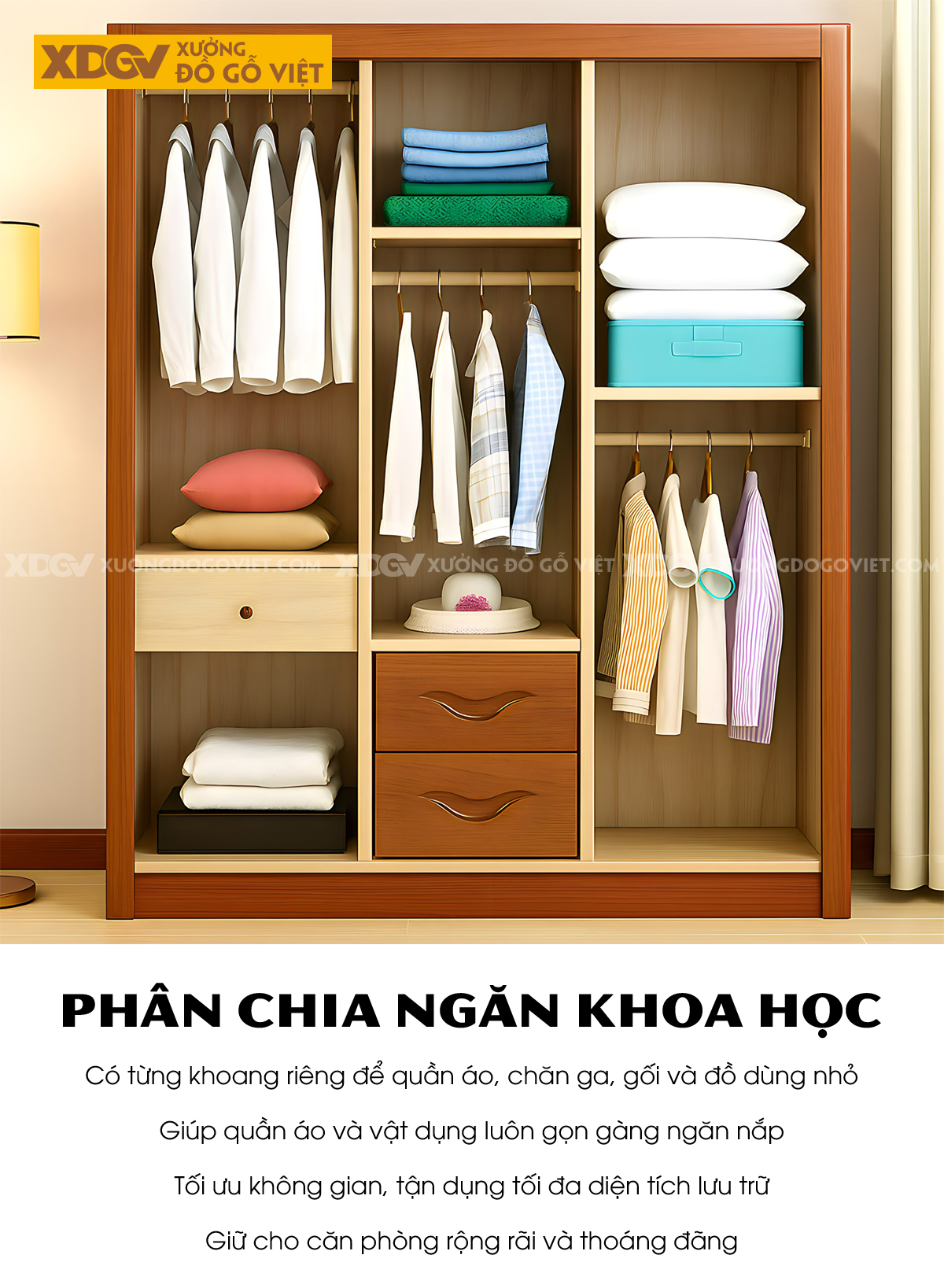 Tủ Áo Quần Gỗ Cao Su Hiện Đại Cửa Lùa Cánh Họa Tiết Chữ H
