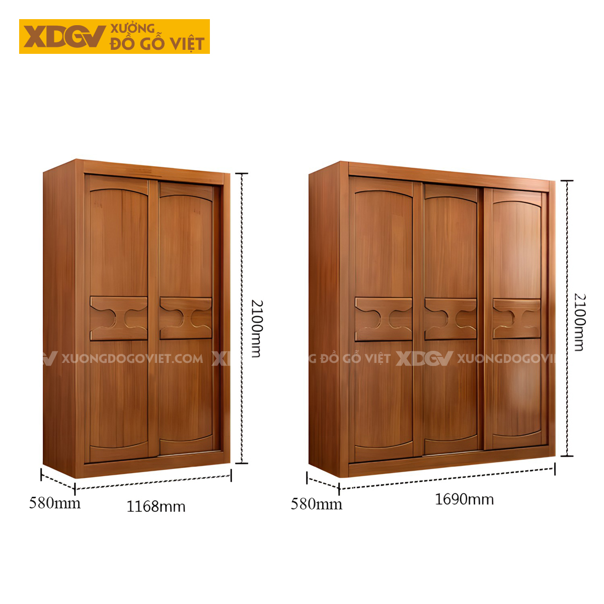 Tủ Áo Quần Gỗ Cao Su Hiện Đại Cửa Lùa Cánh Họa Tiết Chữ H
