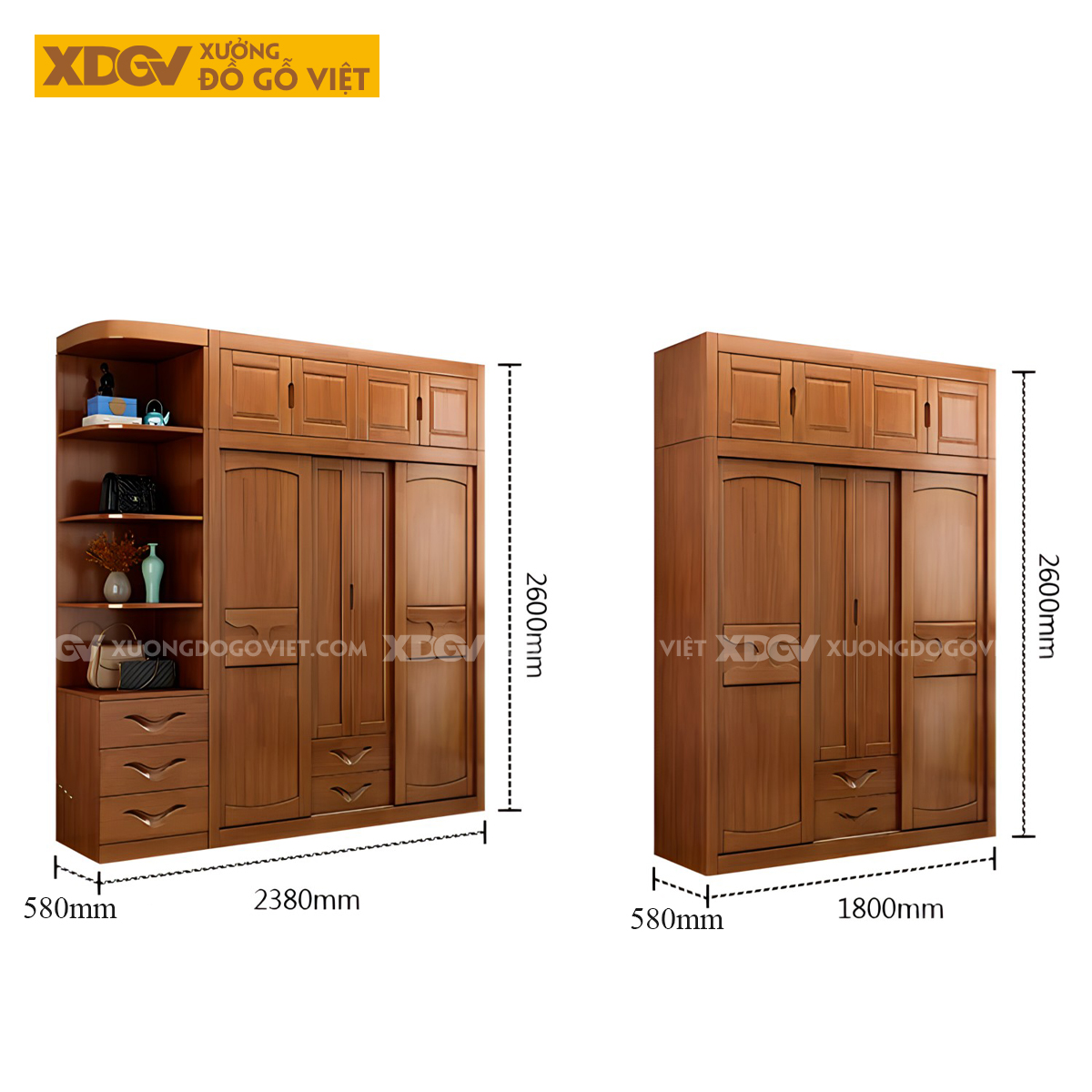 Tủ Áo Quần Gỗ Cao Su Hiện Đại Cửa Lùa Cánh Họa Tiết Chữ H