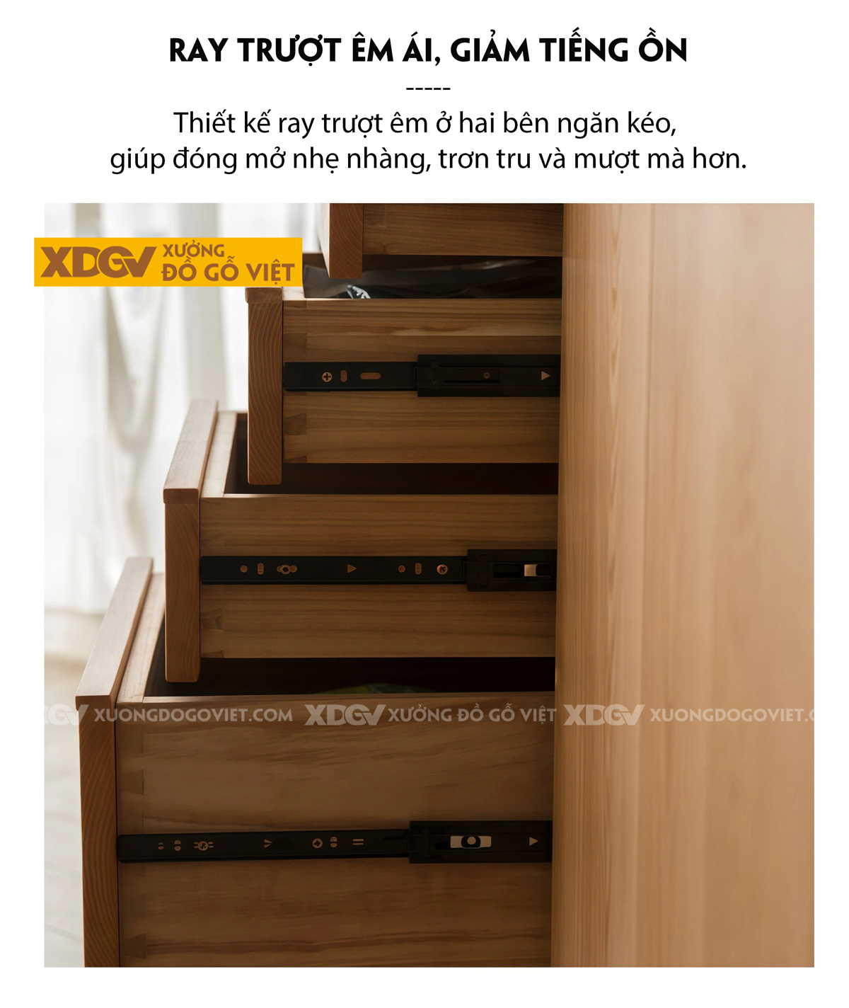 Tủ Để Chén Bát Phòng Bếp Cánh Lùa Phối Kính Sọc Kèm Ngăn Kéo