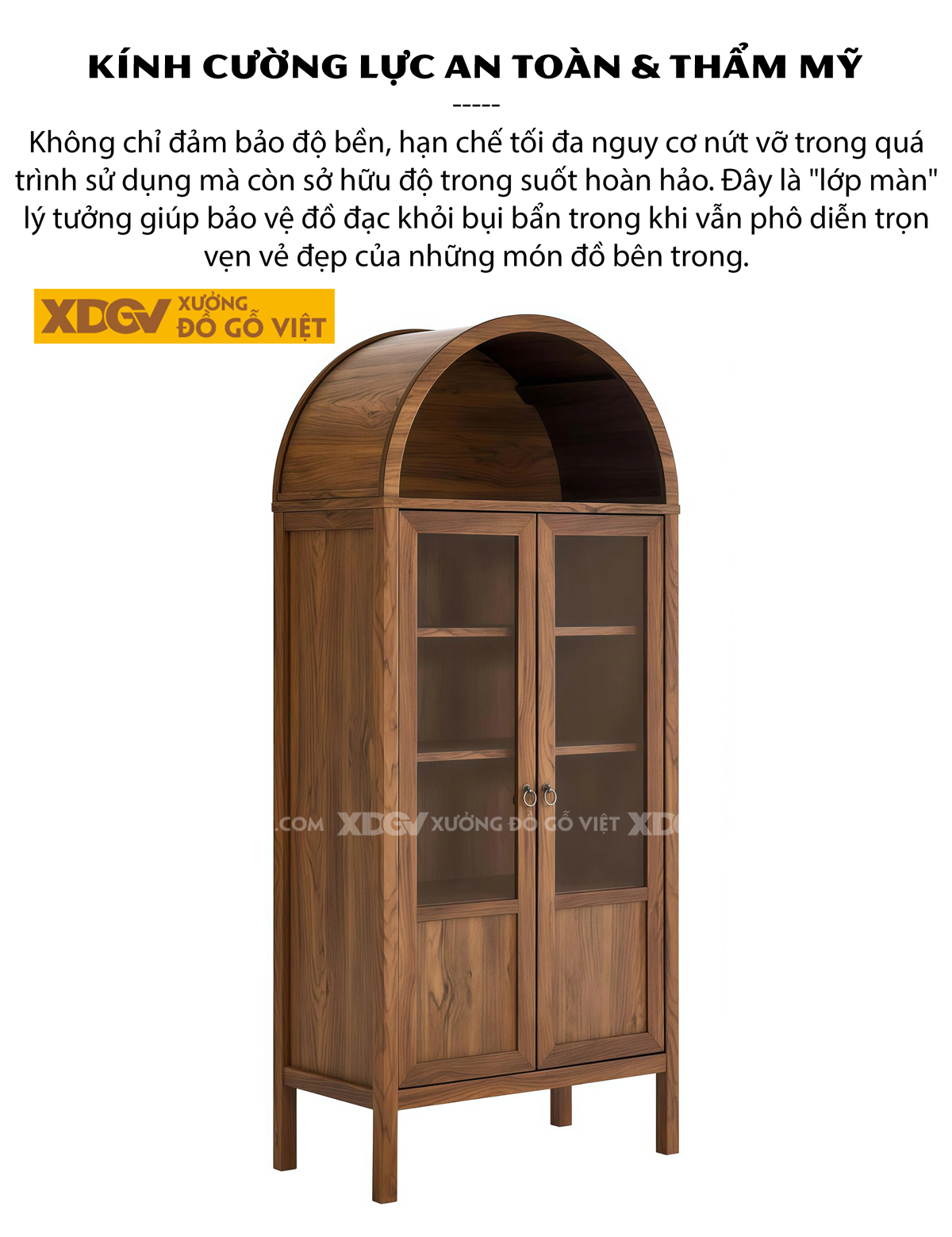 Tủ Để Sách Gỗ Óc Chó Phối Cánh Kính Kèm Tay Nắm Âm Tinh Tế