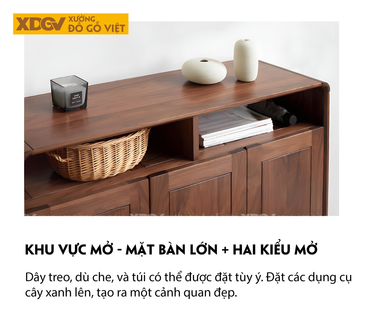 Tủ Đựng Giày Óc Chó Bo Tròn Góc Cánh Pano Vân Gỗ Tự Nhiên