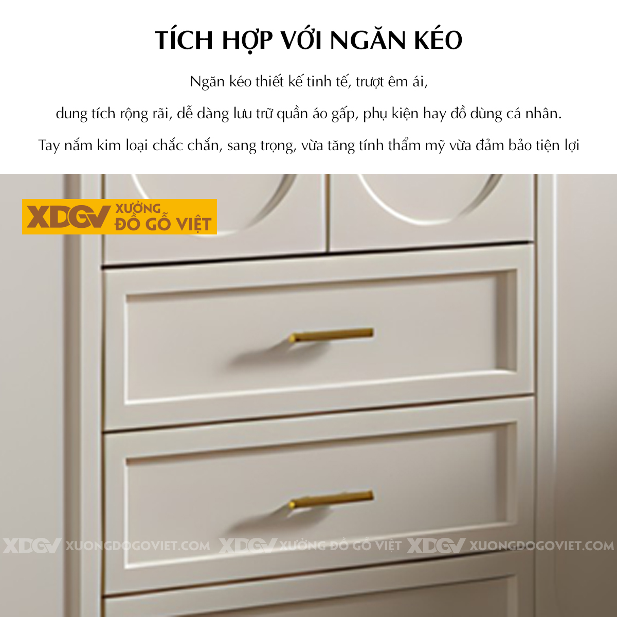 Tủ Đựng Quần Áo Cao Su Cánh Oval Tay Nắm Đồng Sang Trọng