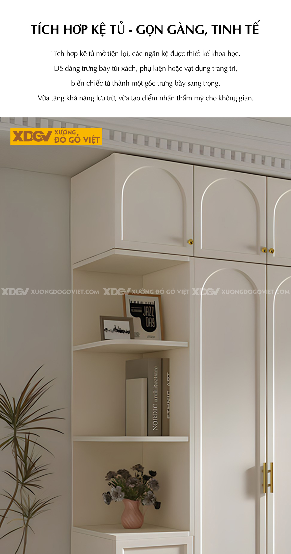 Tủ Đựng Quần Áo Cao Su Cánh Oval Tay Nắm Đồng Sang Trọng