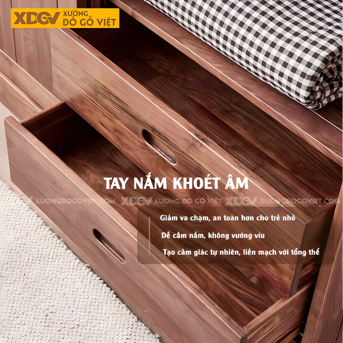 Tủ Đựng Quần Áo Gỗ Óc Chó 2 Cánh Trượt Mặt Nan Ghép Kín
