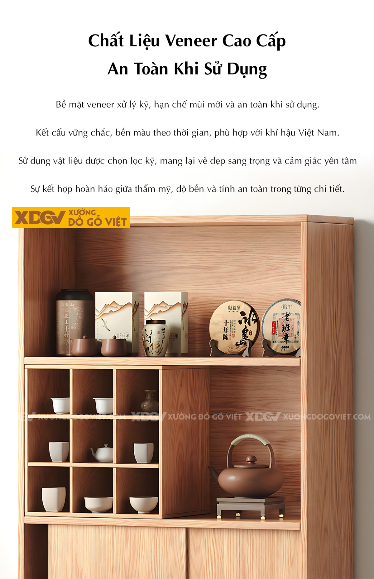 Tủ Đựng Rượu Gỗ Sồi Kệ Chia Ngăn Hộc Vuông 2 Cánh Lùa Dưới