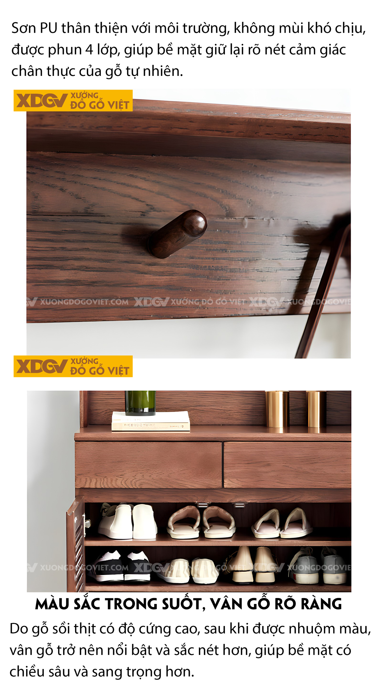 Tủ Giày 2 Cánh Lá Sách Gỗ Sồi Tích Hợp Móc Treo Gương Soi