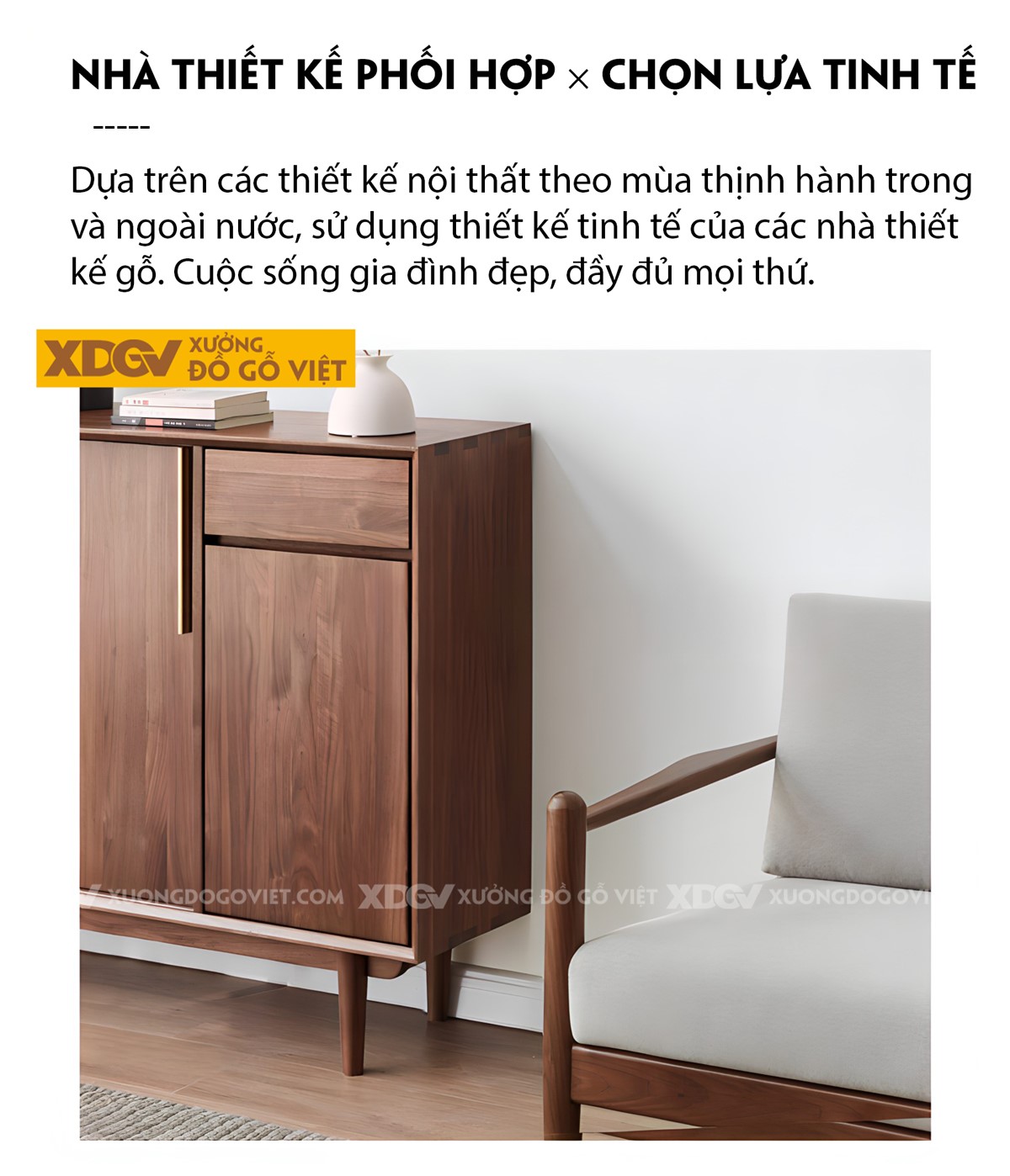 Tủ Giày Dép Gỗ Óc Chó Chân Cao Cánh Trượt Kết Hợp Ngăn Kéo