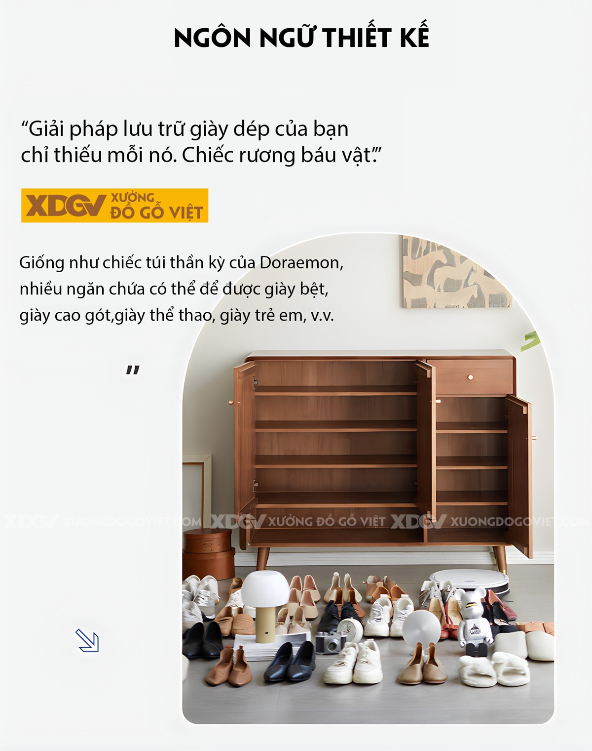 Tủ Giày Dép Gỗ Sồi Mỹ Cánh Nan Dọc Cong Vòm Chân Cao