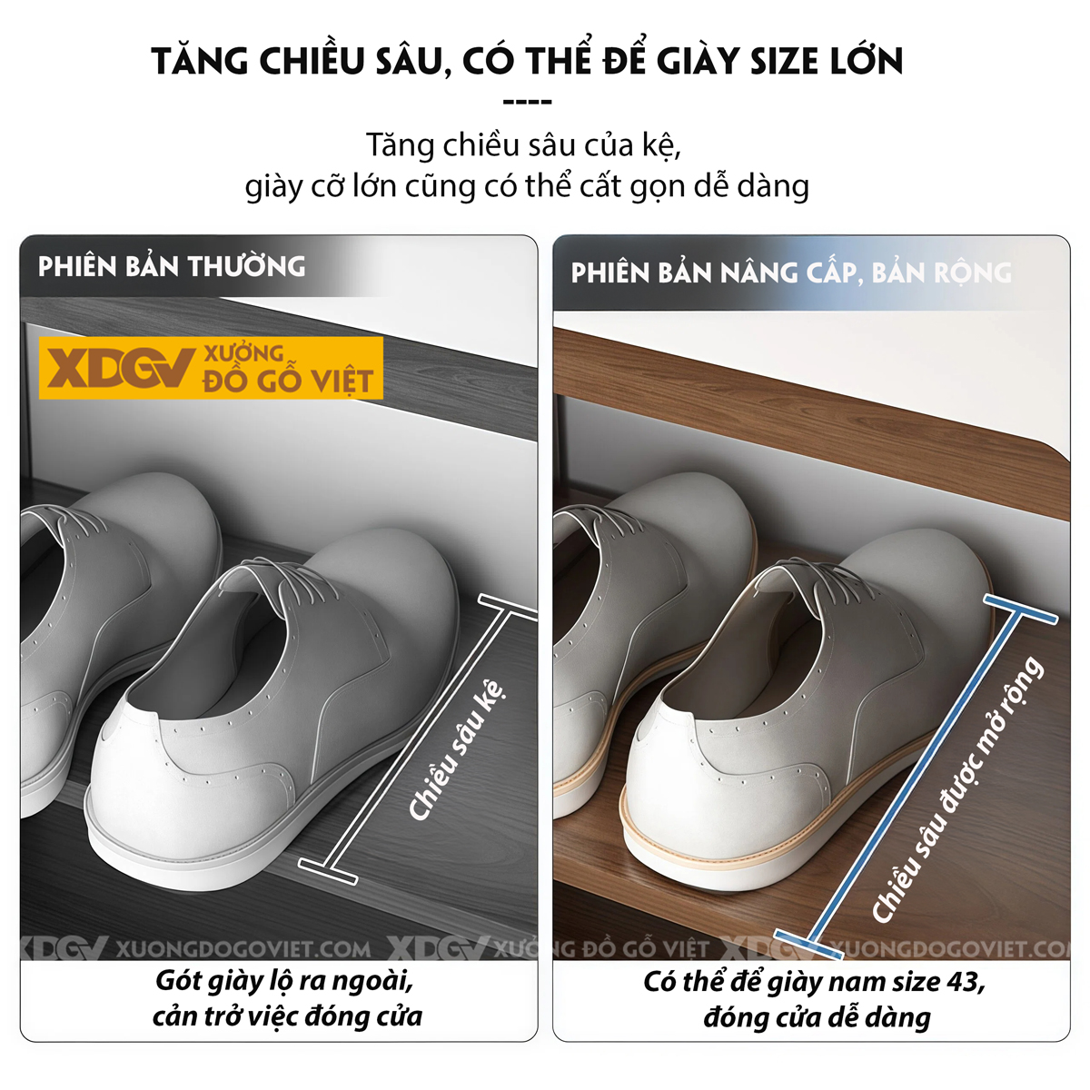 Tủ Giày Gỗ Veneer Sồi Dáng Hộp Vuông Phối Ngăn Kéo Kèm Kệ hở