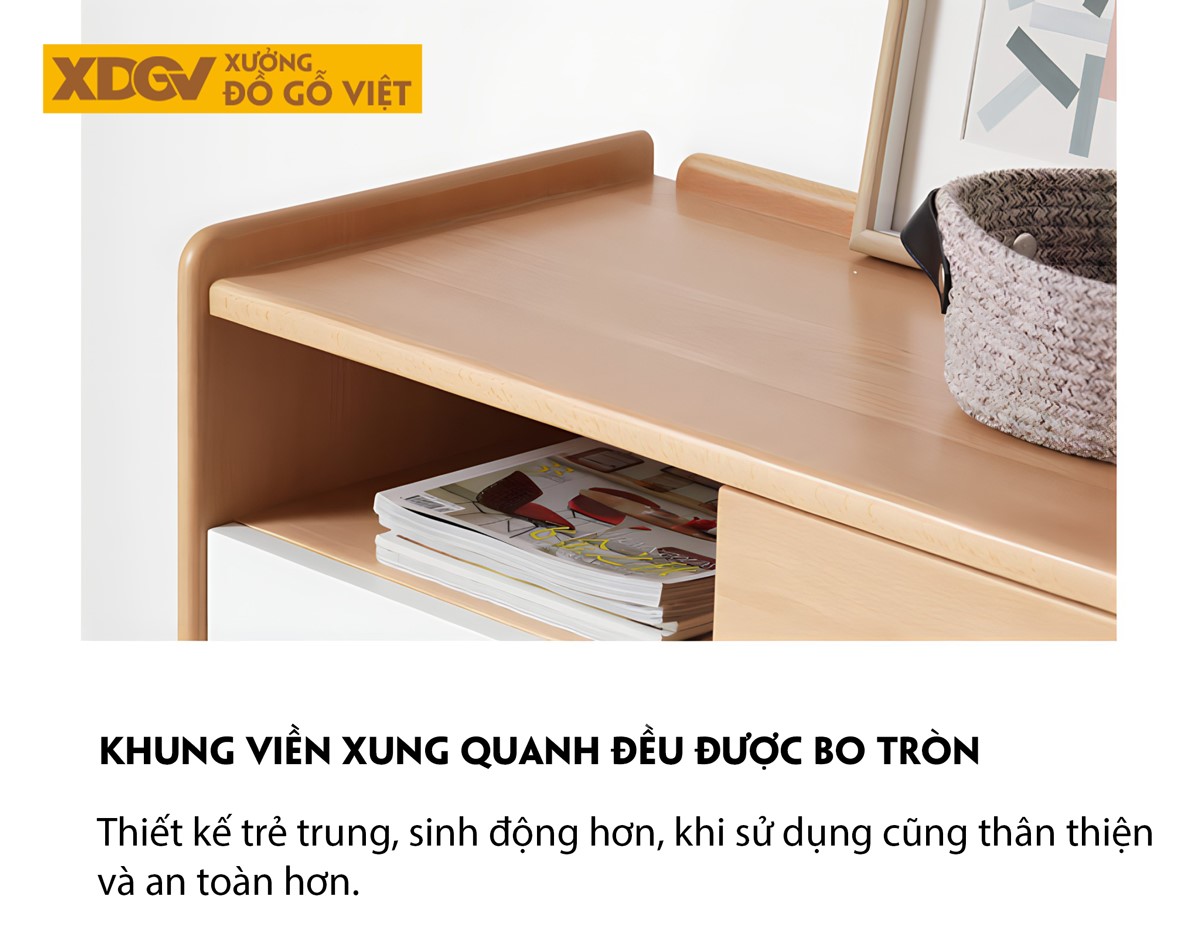 Tủ Gỗ Sồi Mỹ Cánh Sơn Trắng Có Ngăn Chứa Ghế Ngồi Thử Giày