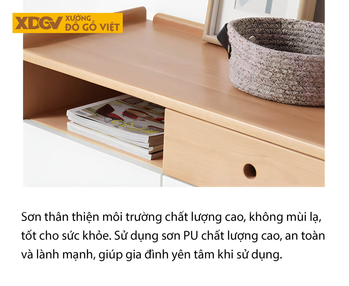 Tủ Gỗ Sồi Mỹ Cánh Sơn Trắng Có Ngăn Chứa Ghế Ngồi Thử Giày