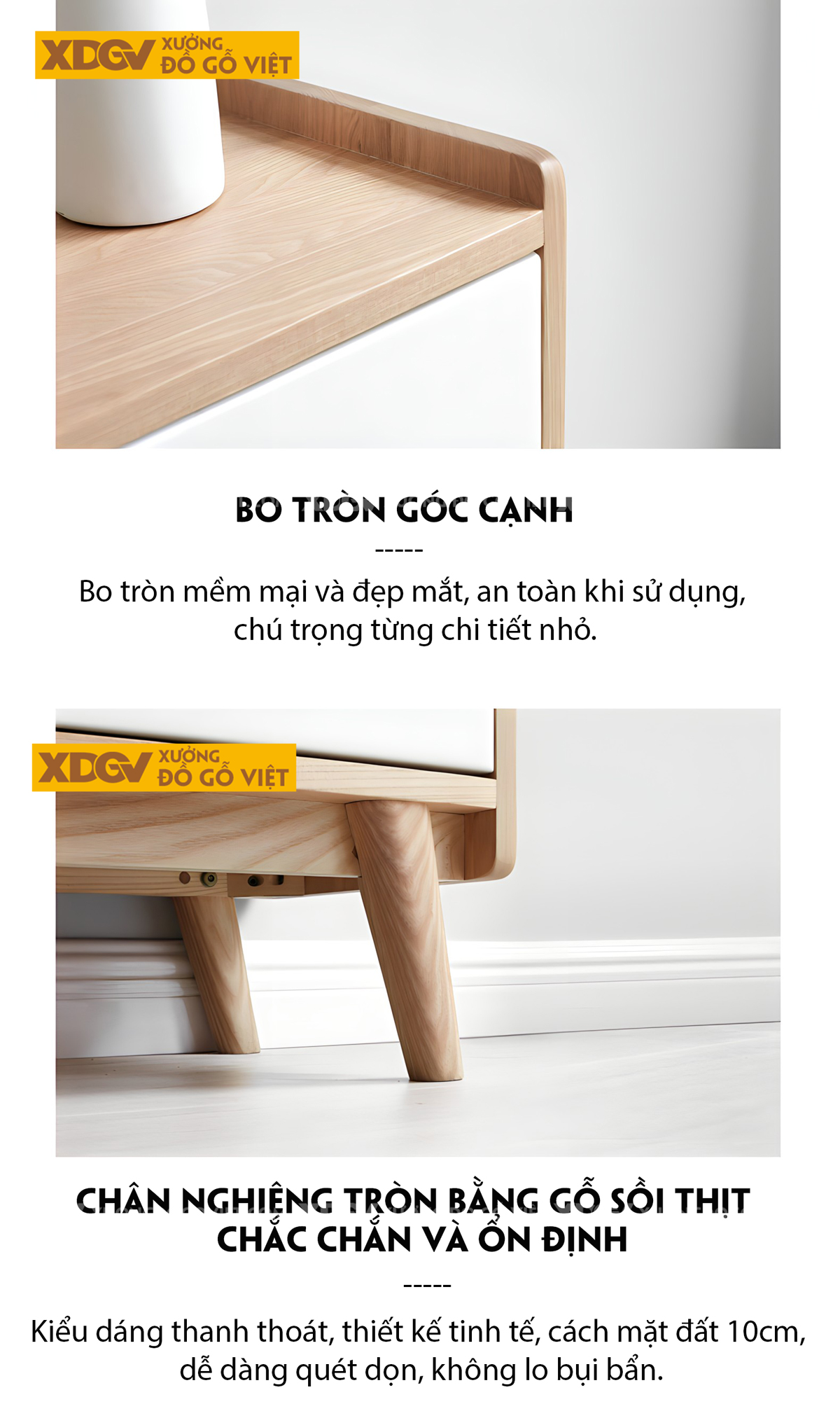 Tủ Gỗ Sồi Tự Nhiên Đựng Giày Dép Cánh Sơn Trắng Hiện Đại
